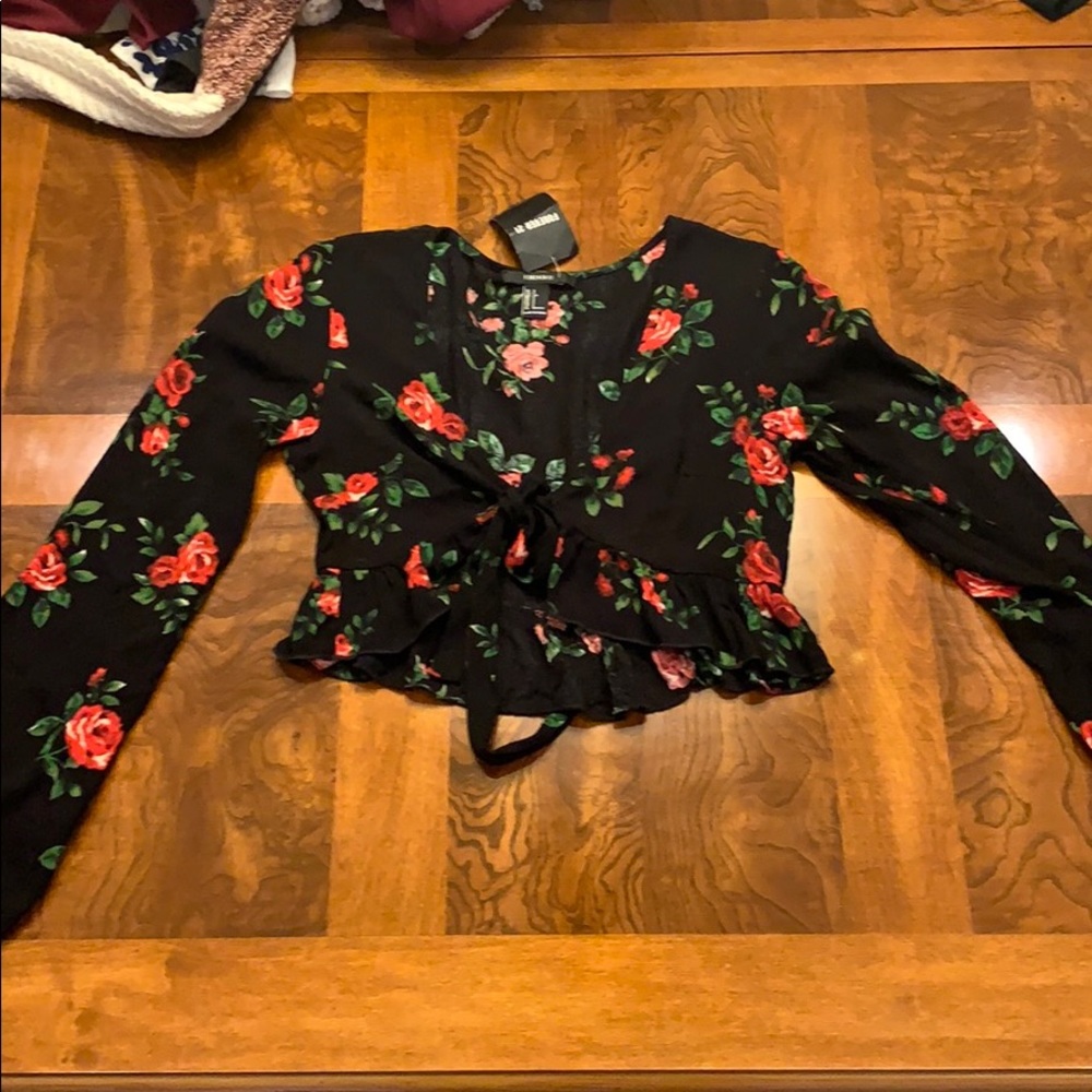 Black and floral blouse